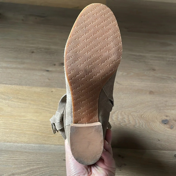 Tahari Taupe Suede Slouchy Mid-Calf Johnny Boot Size 9 - Picture 7 of 11